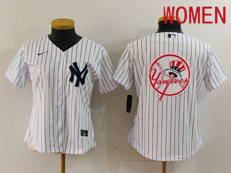 Women New York Yankees Blank White stripe Game 2024 Nike MLB Jersey style 16